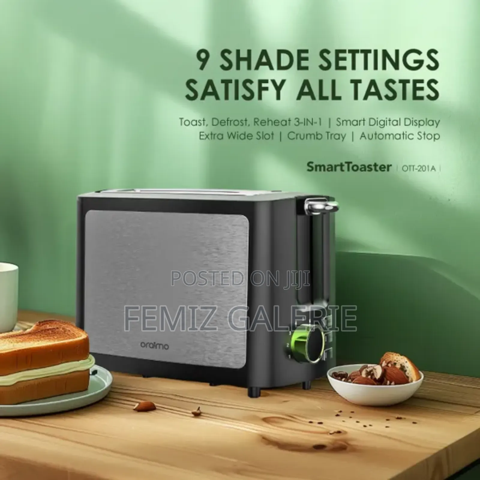 Oraimo Smart Toaster 950w 9-Shade 3-in-1 Toaster