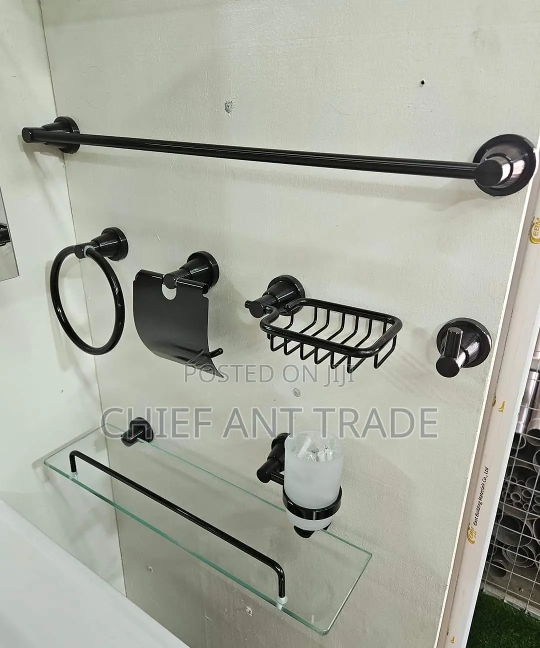 Set of Bathroom Accessories. Black