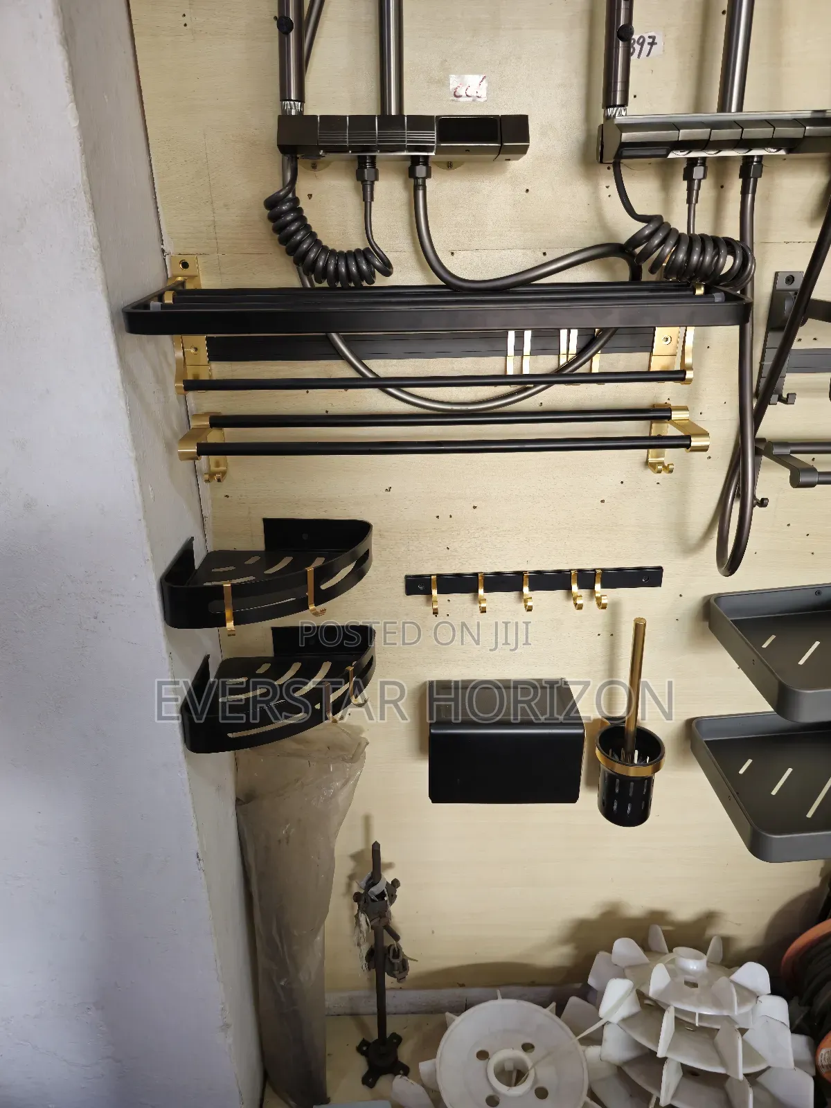 Black and Gold Bathroom Storage Accessories 6 Set