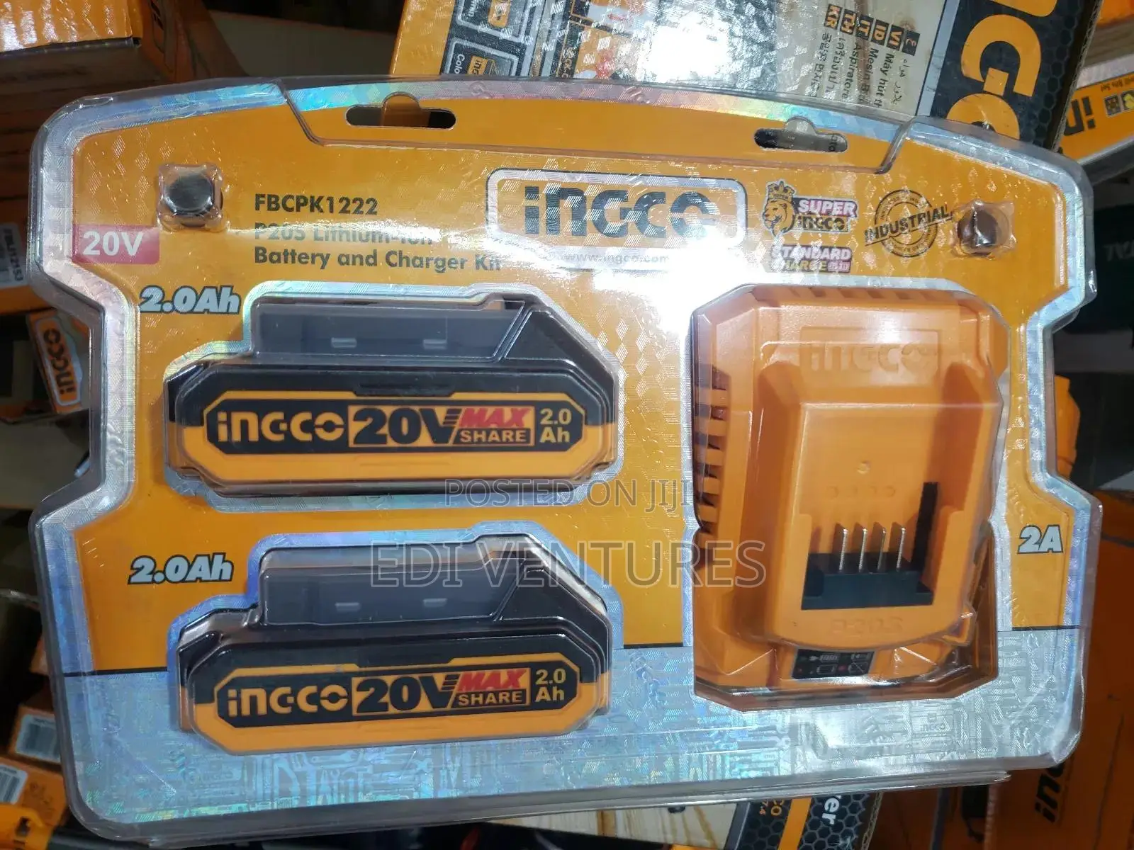 INGCO 20V 2AH Lithium-Ion Battery and Charger Kit FBCPK1222