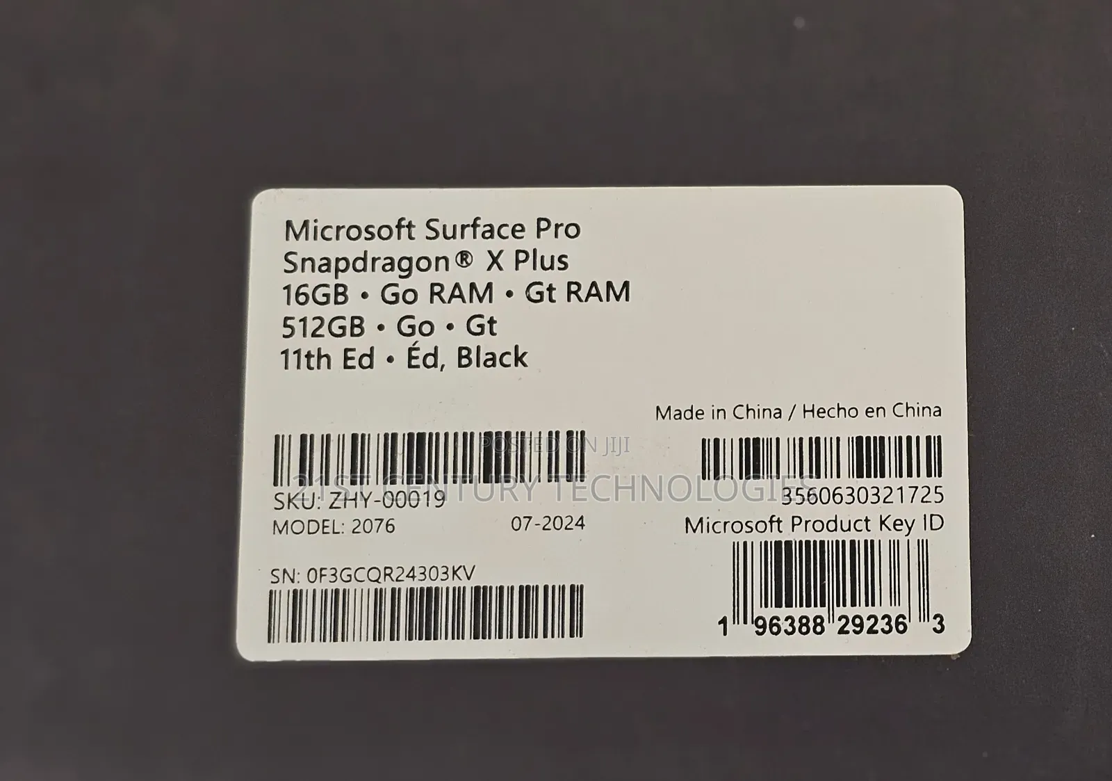New Microsoft Surface Pro 11th Edition, a Copilot+ PC 16GB SSD 512GB
