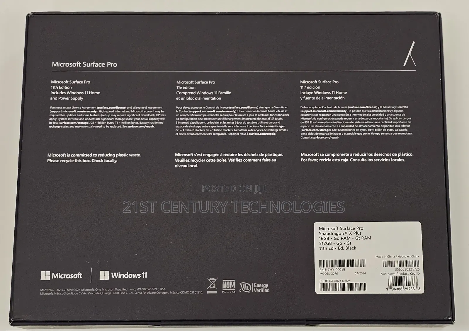 New Microsoft Surface Pro 11th Edition, a Copilot+ PC 16GB SSD 512GB