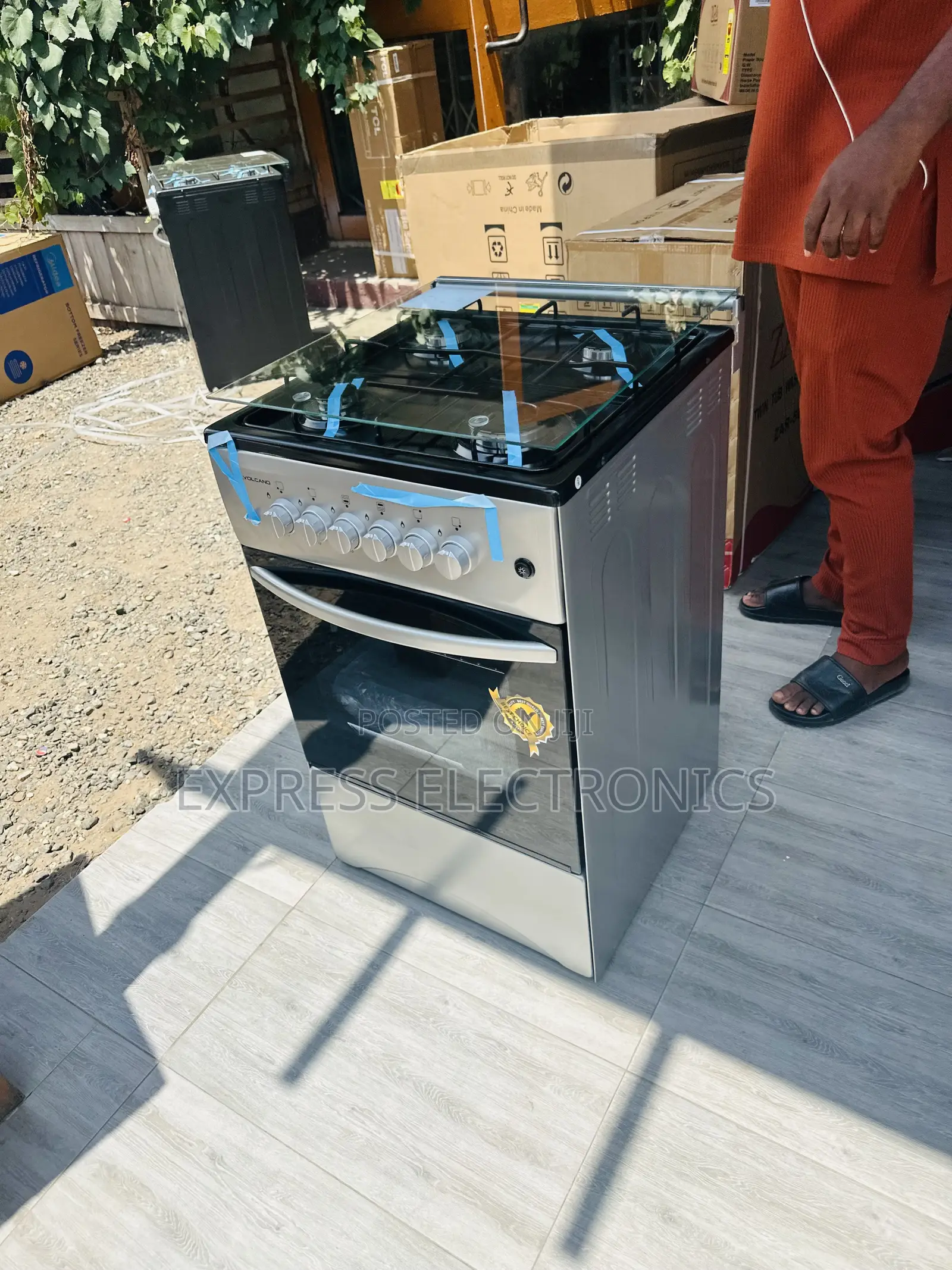Gas Cooker Oven Grey Color 4burner Volcano