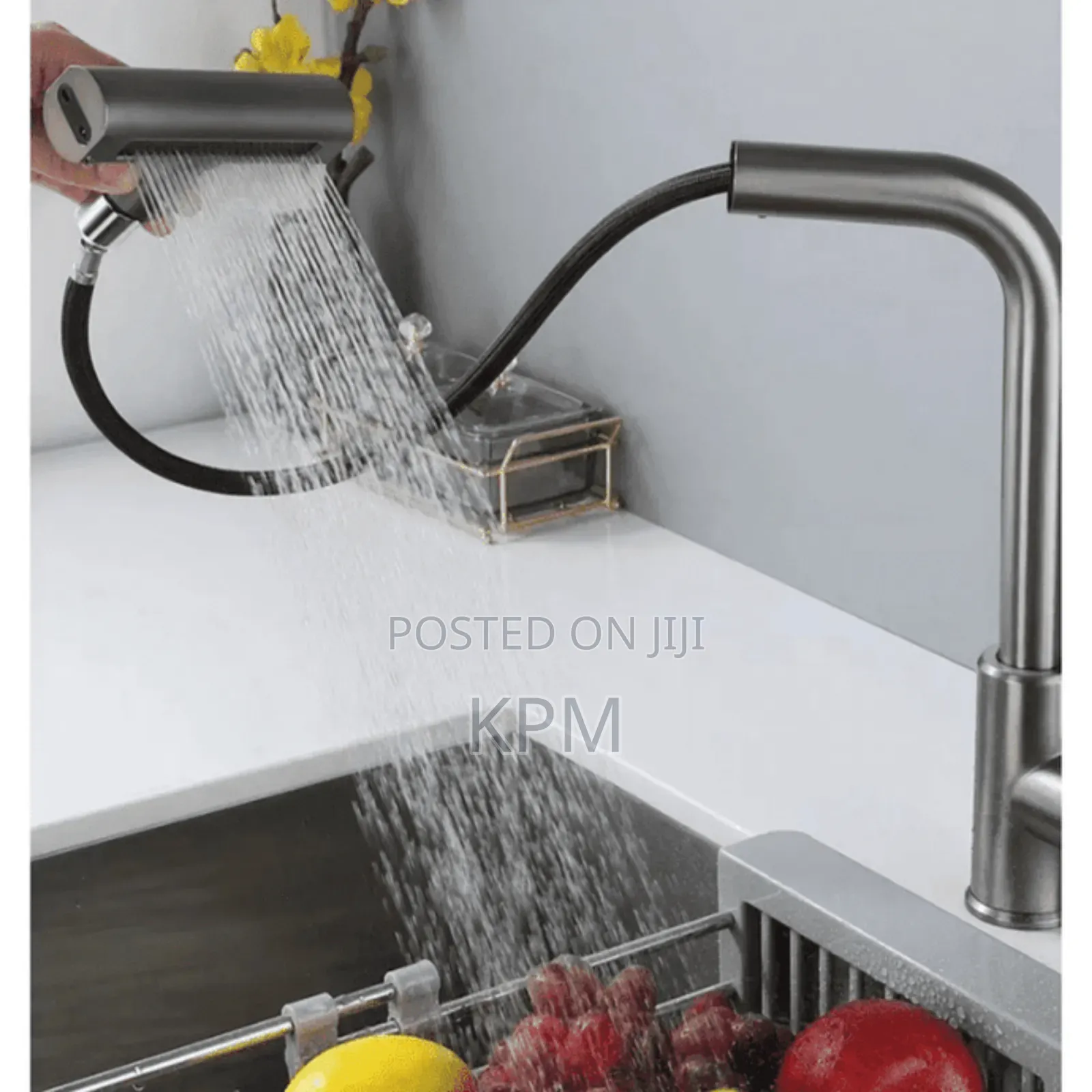 4 In 1 Square Head Pull Out Kitchen Sink Tap Hot And Cold