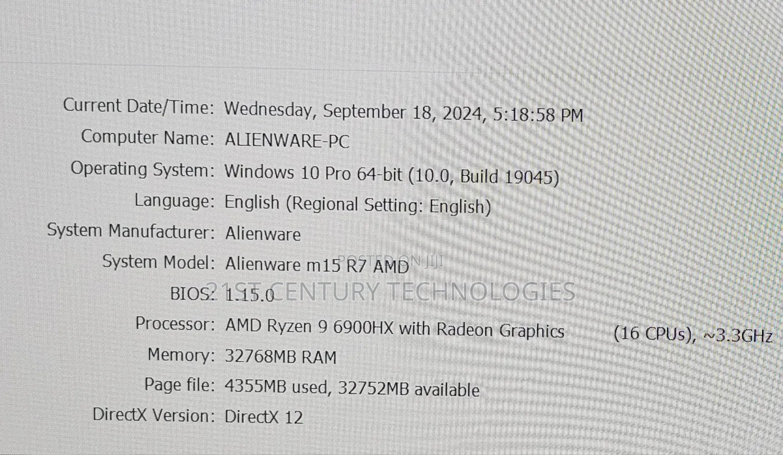 Laptop Dell Alienware M15 R7 16GB AMD Ryzen 9 SSD 1T