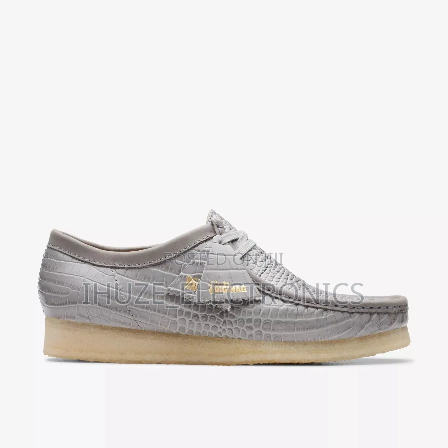 Clarks Wallabee Grey Crocodile Print (Size 42)