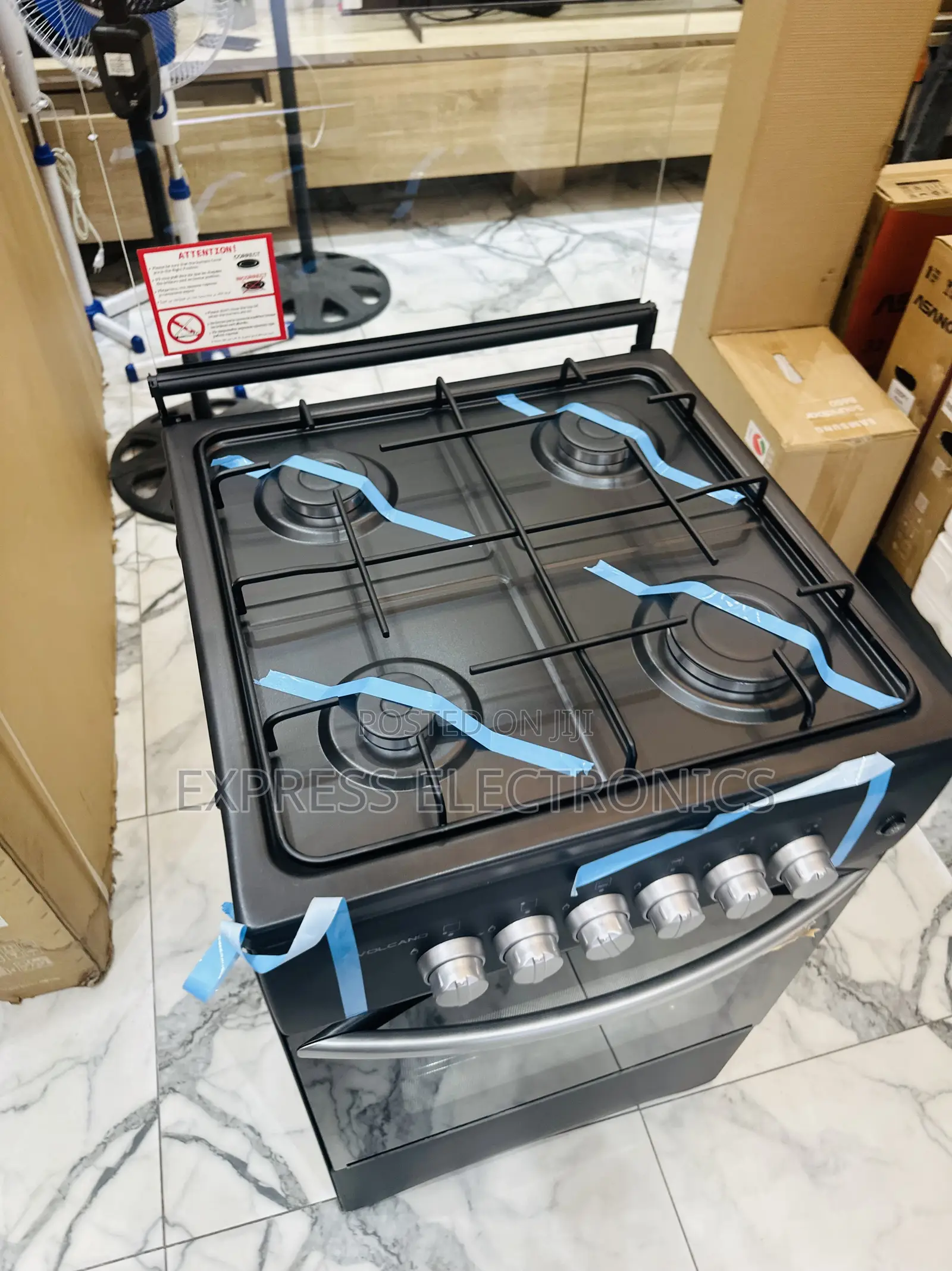 Vertical Stand Black Stove Gas Oven 4burner 50/50