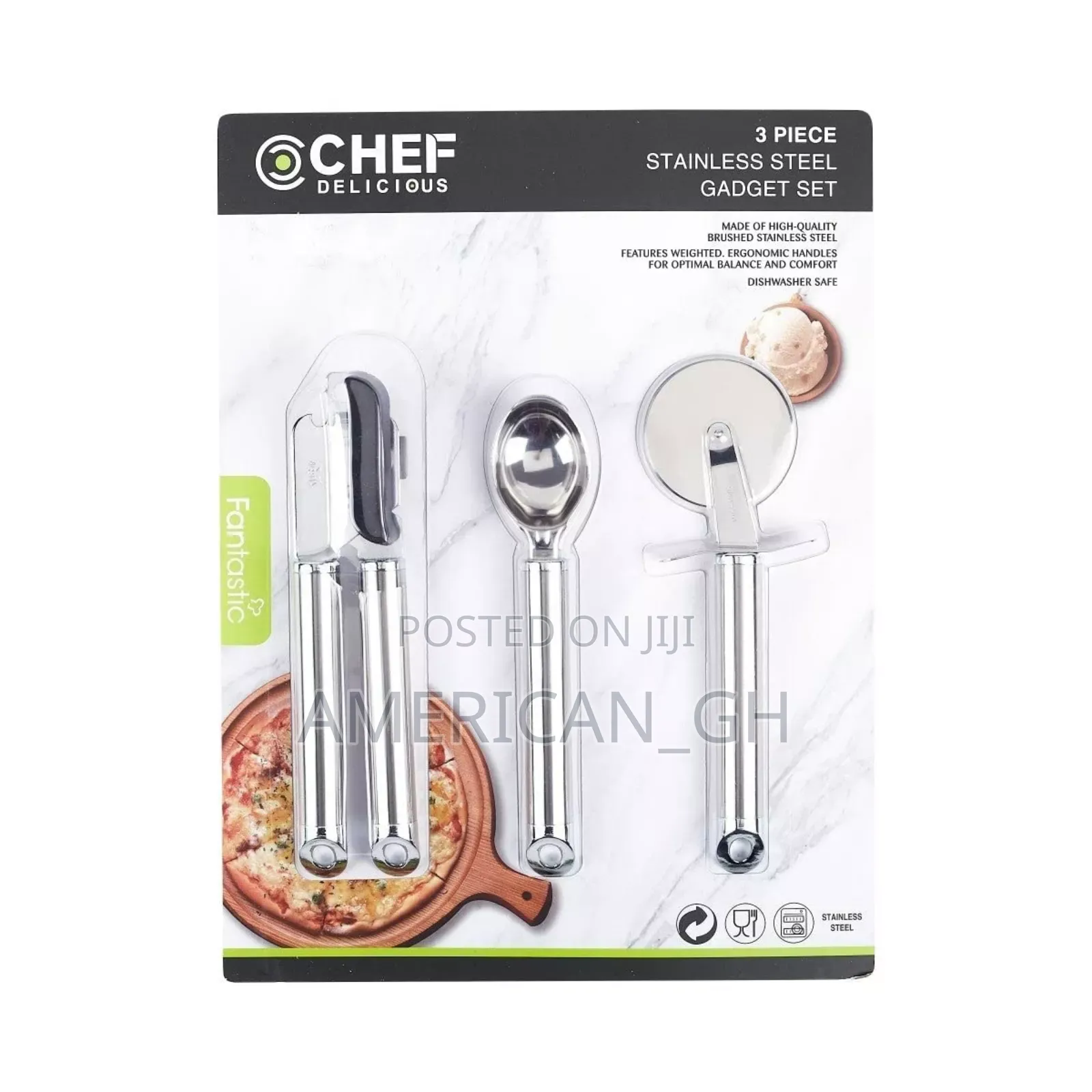 3 Pieces Stainless Steel Gadget Set