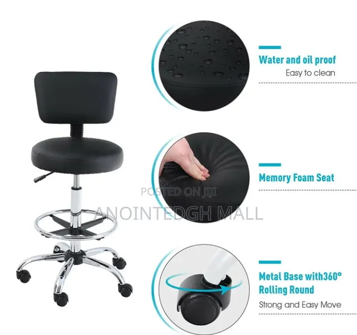 Adjustable Teller Swivel Chair Leather - Black