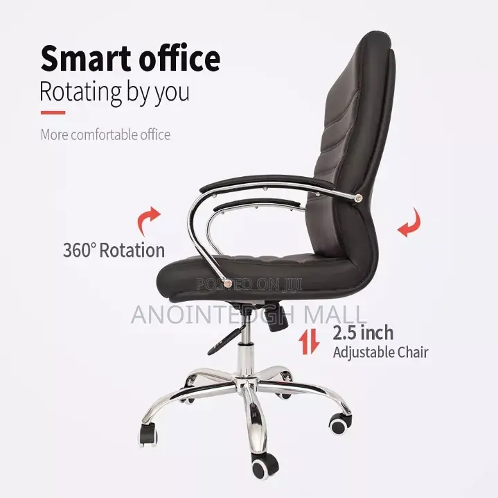High Quality Leather Cushion Office Chair - Black