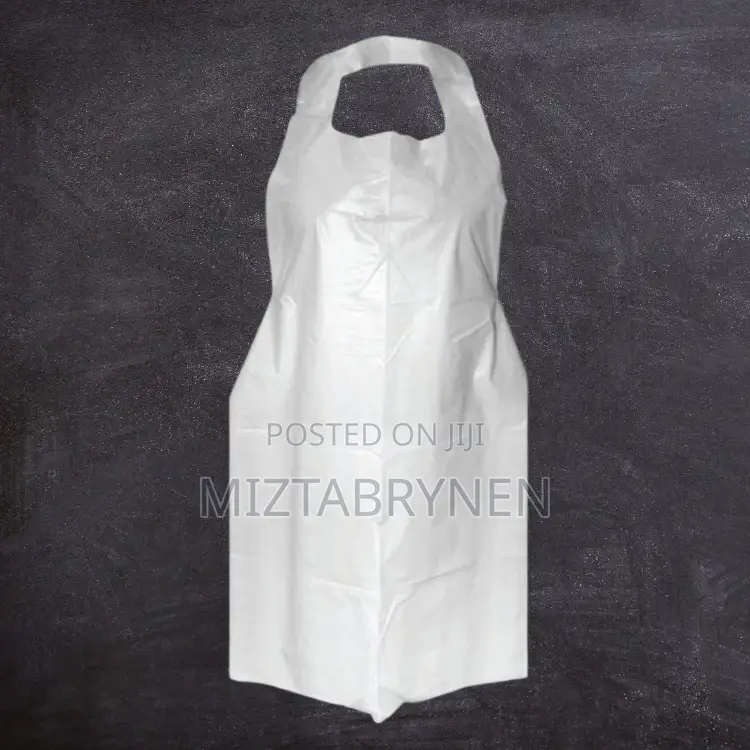 Disposable White Poly Aprons - 100 Pieces