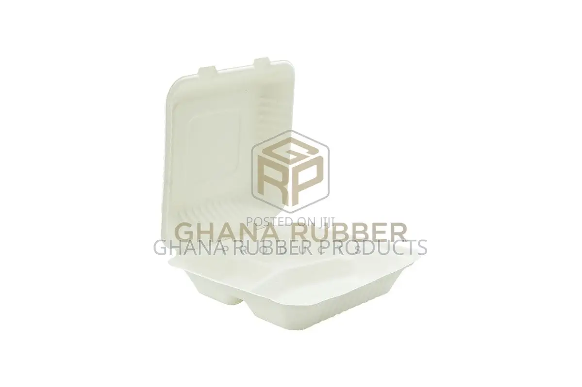 Bagasse 3-Section Clamshell Boxes 9" X 9" (200pcs)