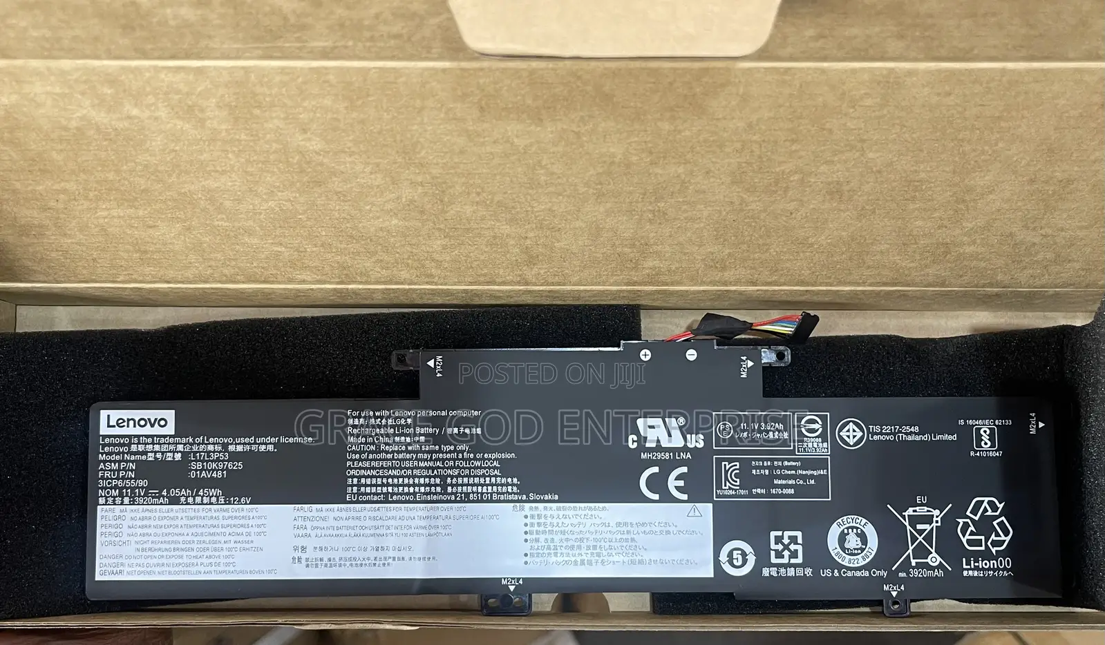 Original Lenovo Thinkpad Battery L13 S2 L380 L390 Yoga 2018