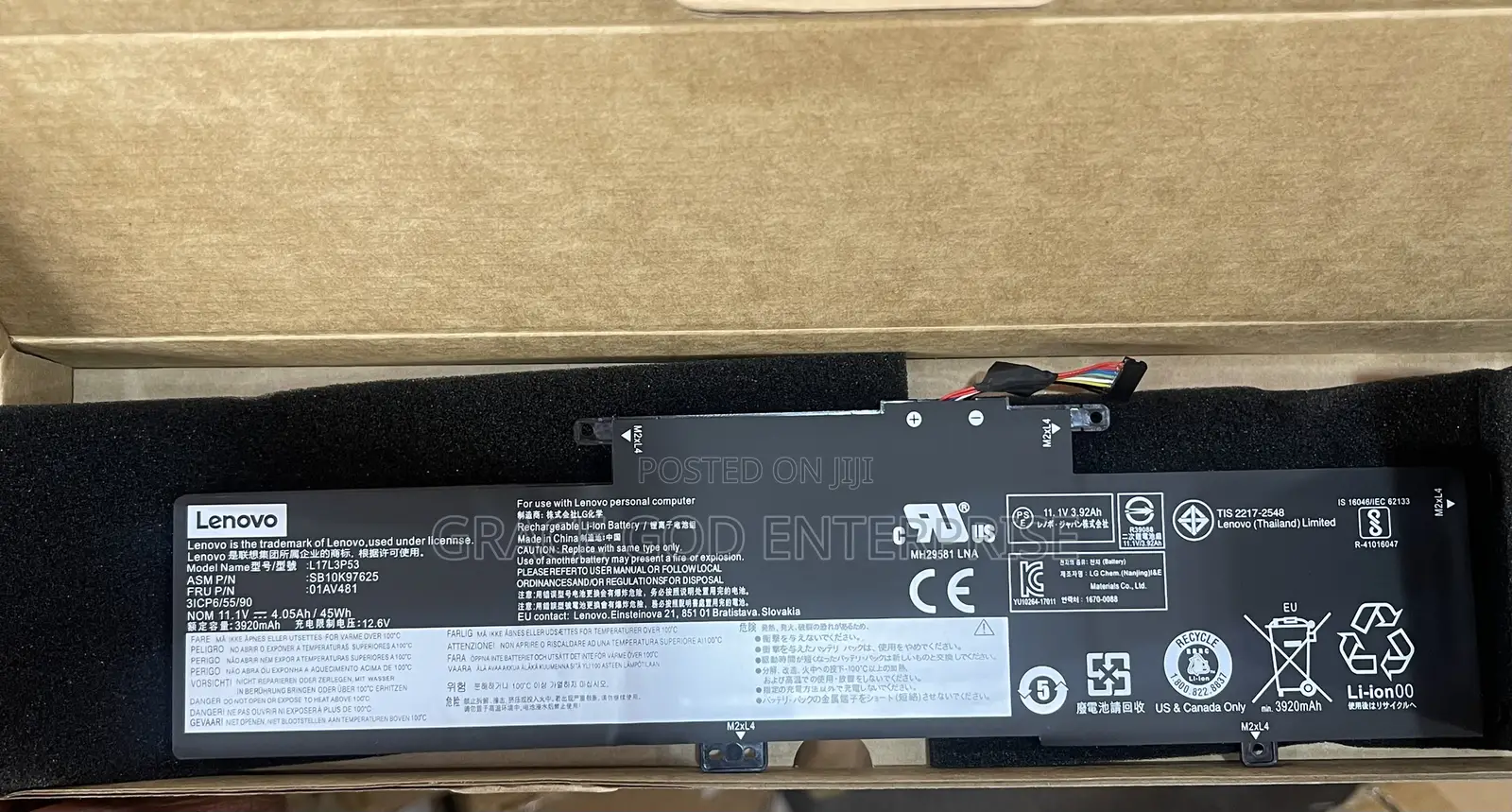 Original Lenovo Thinkpad Battery L13 S2 L380 L390 Yoga 2018