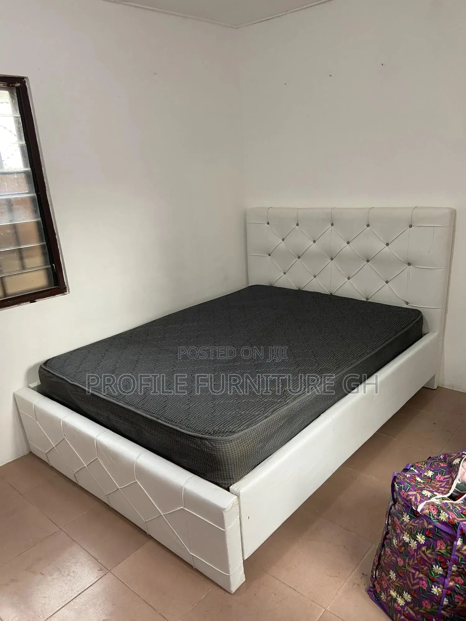 Available White Leather Double Bed-frame//Free Delivery