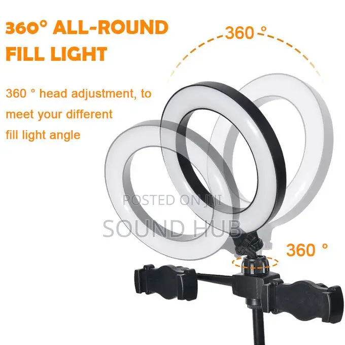 6" Ring Light Phone Selfie Holder Stand With 3 Lights