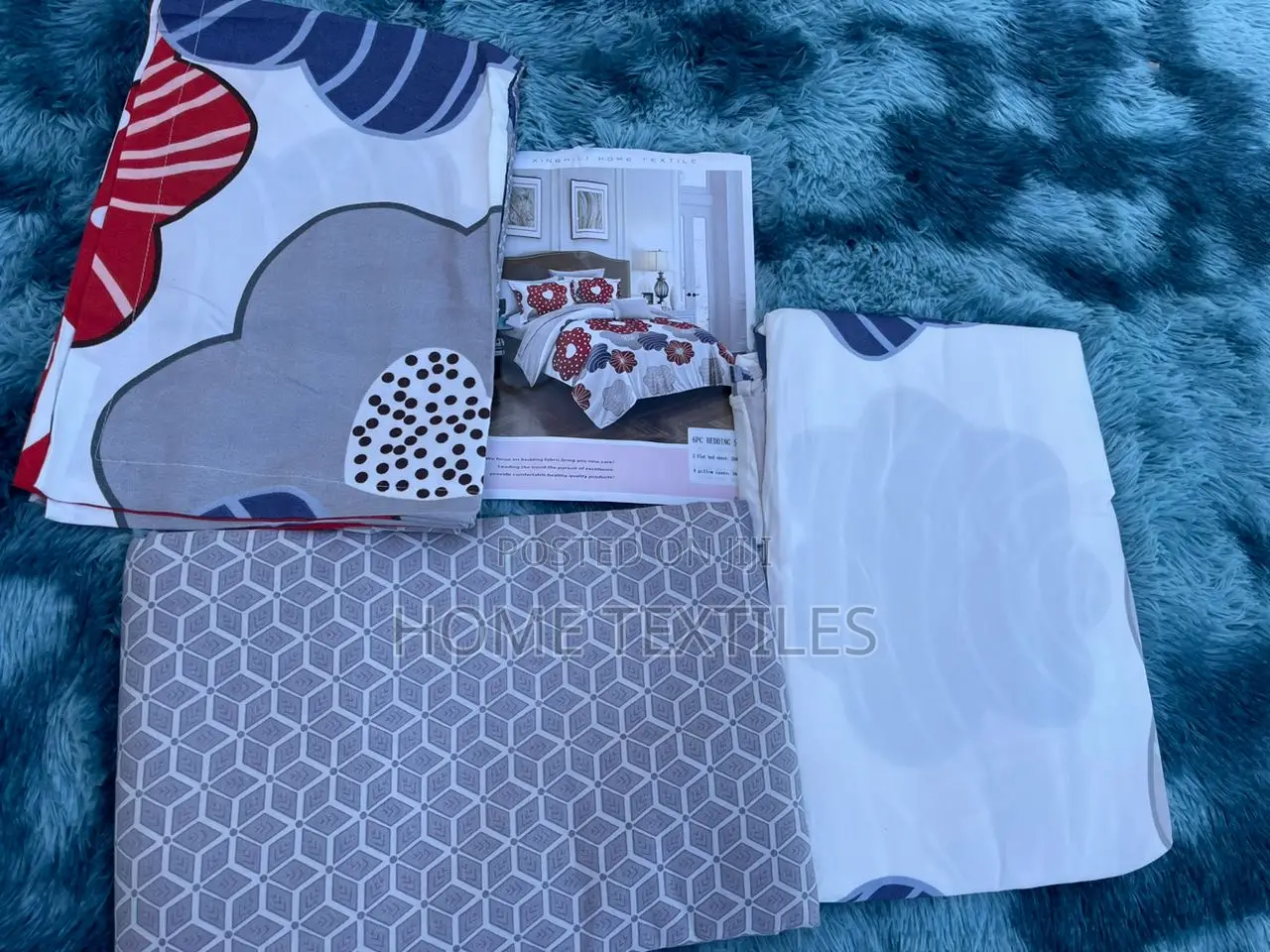 100% Cotton 6 Pieces Bedsheets for King Sized Mattress