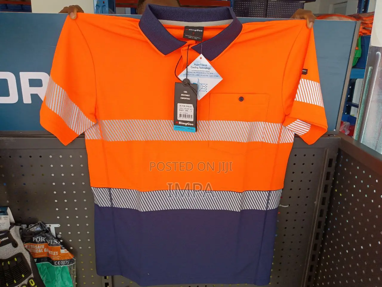 Kinggee Short Sleeves Cool Breathable Polo Shirt (Ora/Navy)