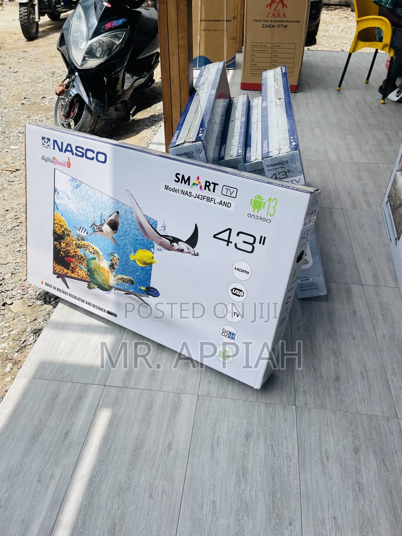 Elegant Black Nasco 43 Inch Full HD Digital Television.