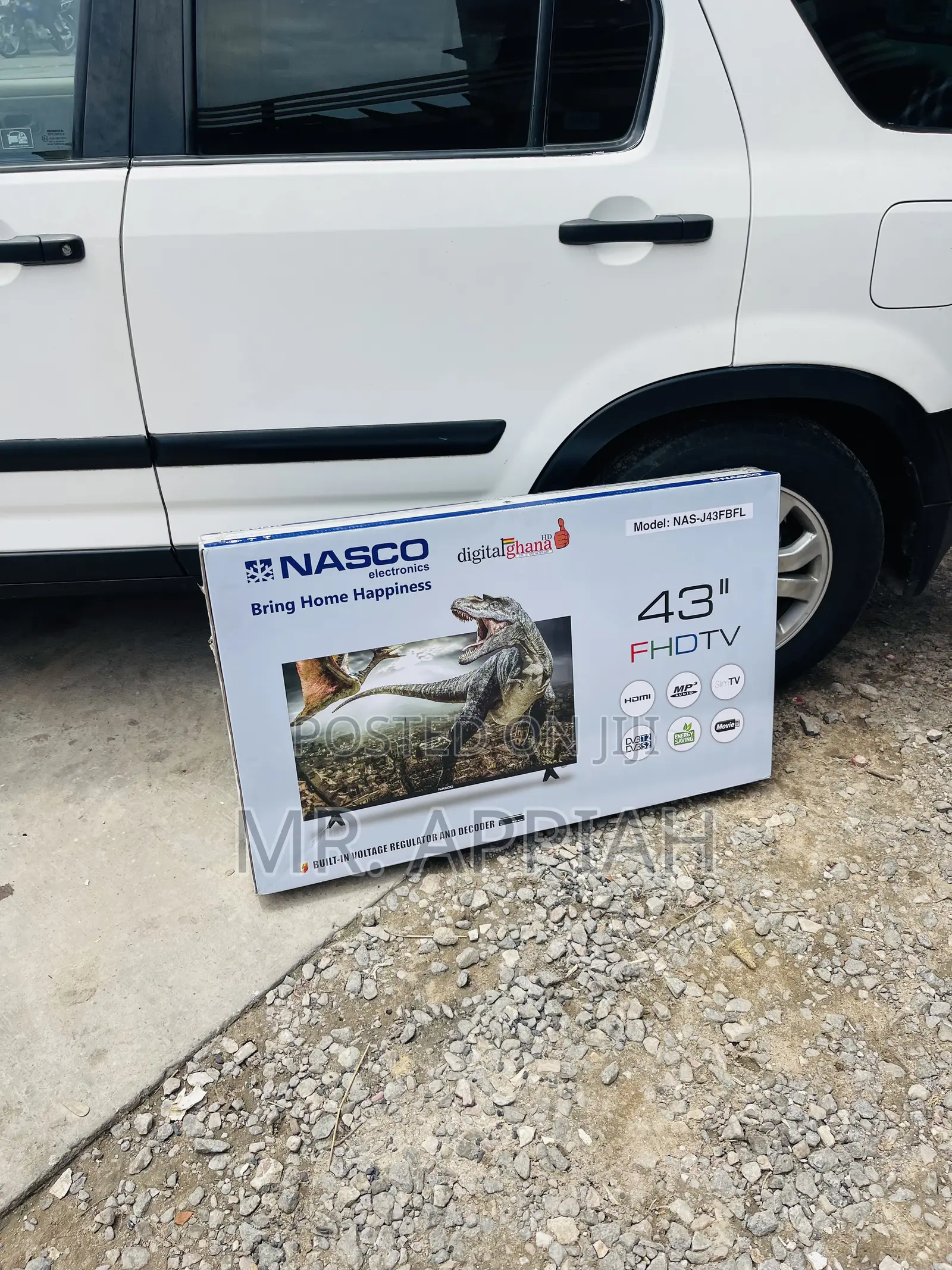 Elegant Black Nasco 43 Inch Full HD Digital Television.