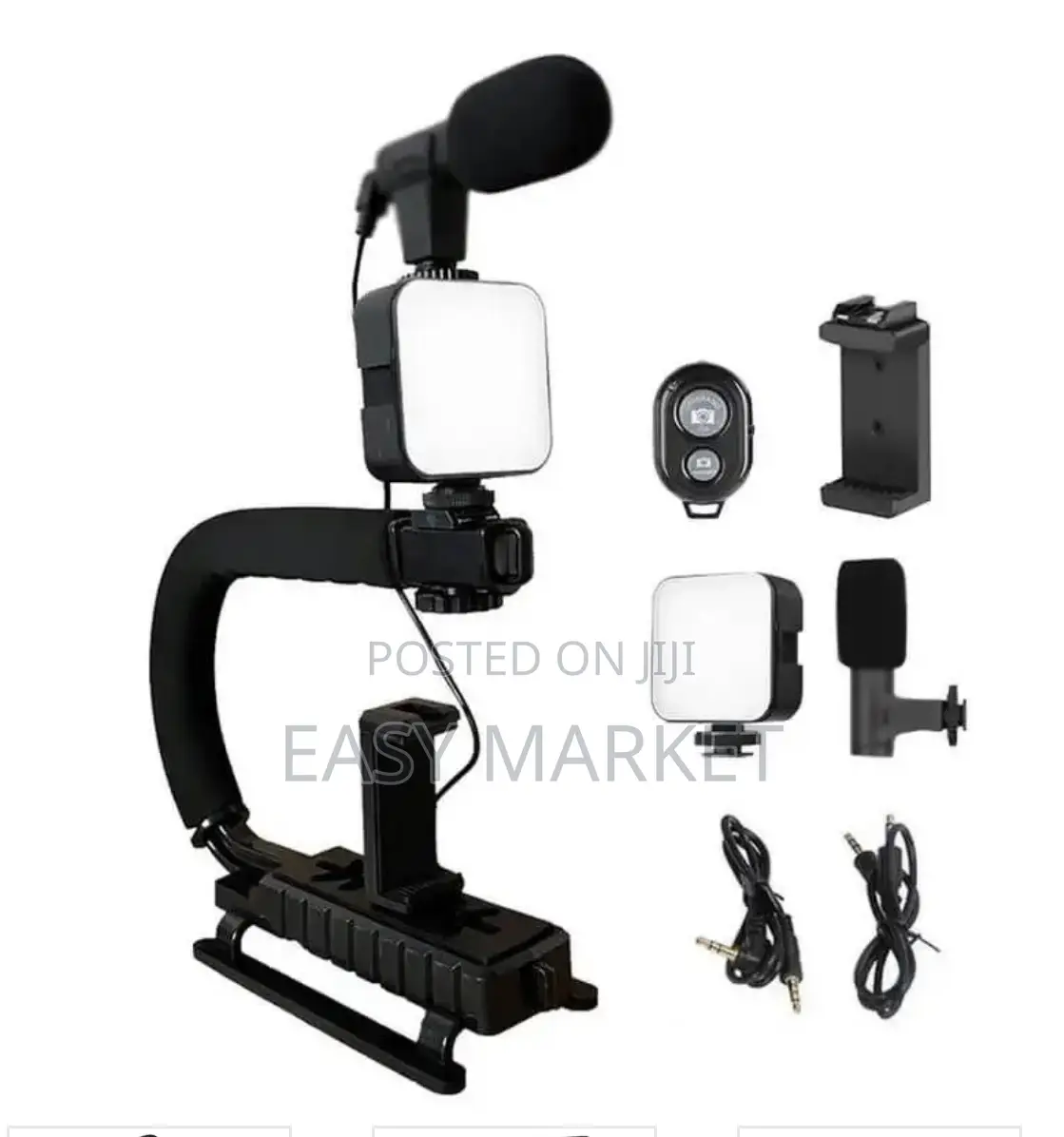 Phone and Camera Holder With Light Mic