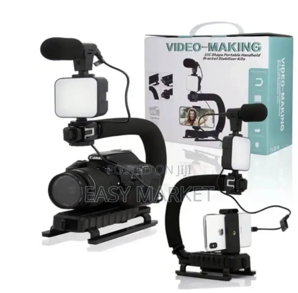 Phone and Camera Holder With Light Mic