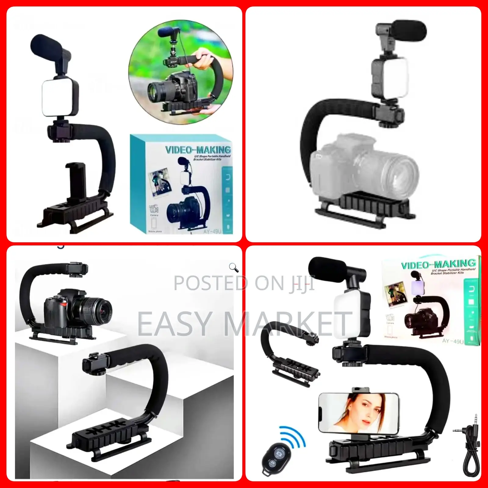 Phone and Camera Holder With Light Mic