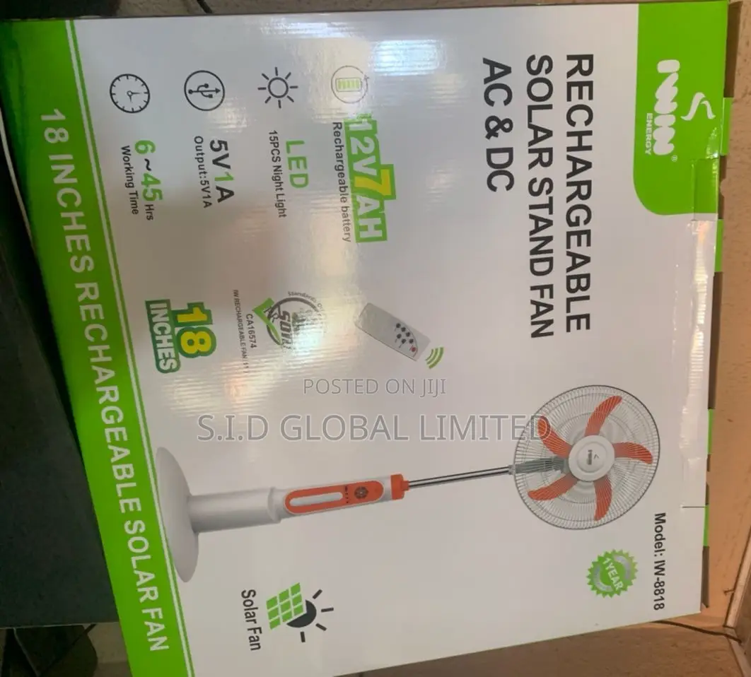 Not Your Regular 18'' Rechargeable Solar Stand Fan