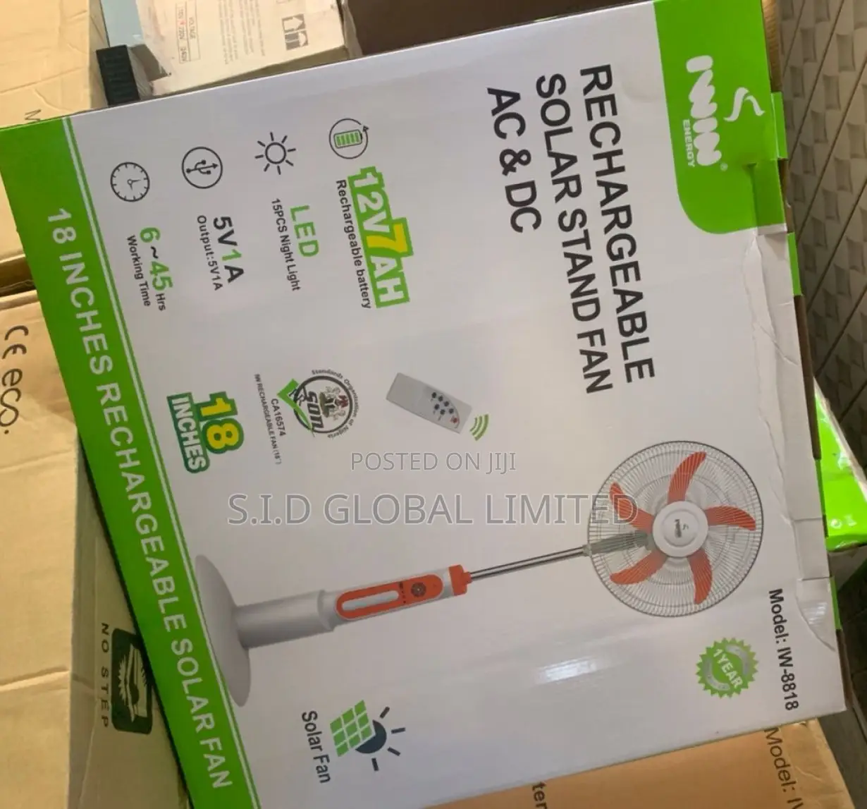 Come Buy Your Suitable 18'' Rechargeable Solar Stand Fan