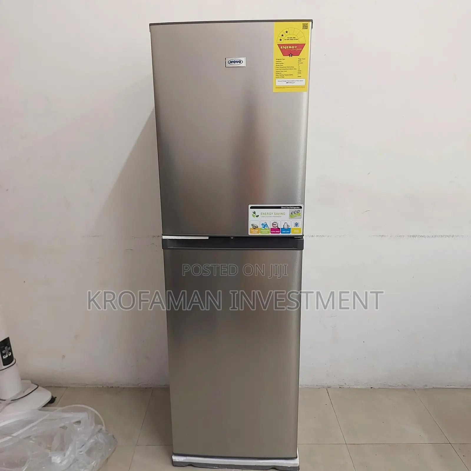 Novo Nv-246c Combi Bottom Freezer Fridge 251l