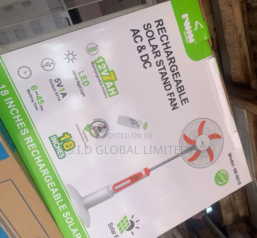 Enjoy Proper 18'' IWIN Rechargeable Solar Stand Fan