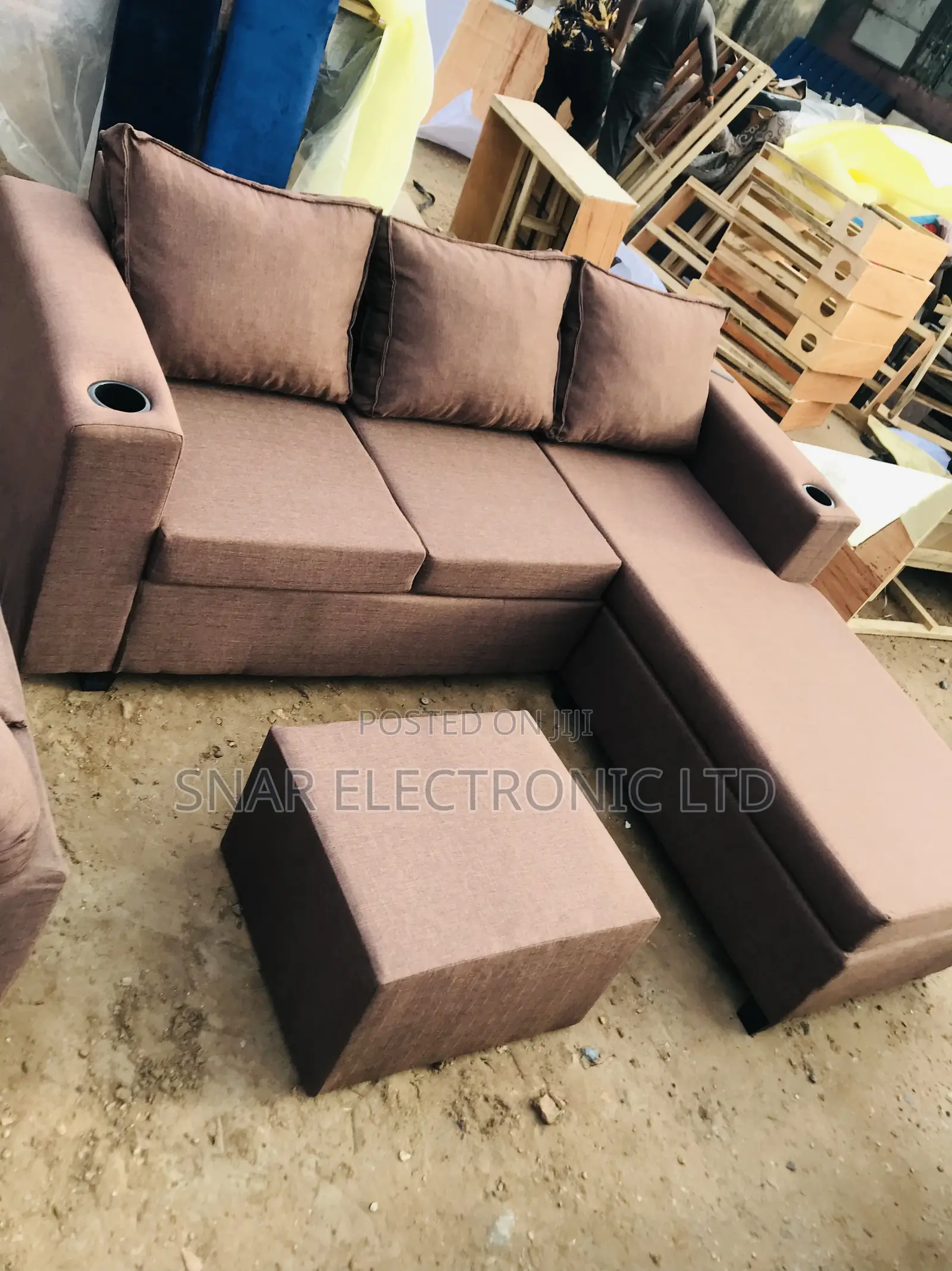 Strongest L Shape Brown Sofas Plus Table