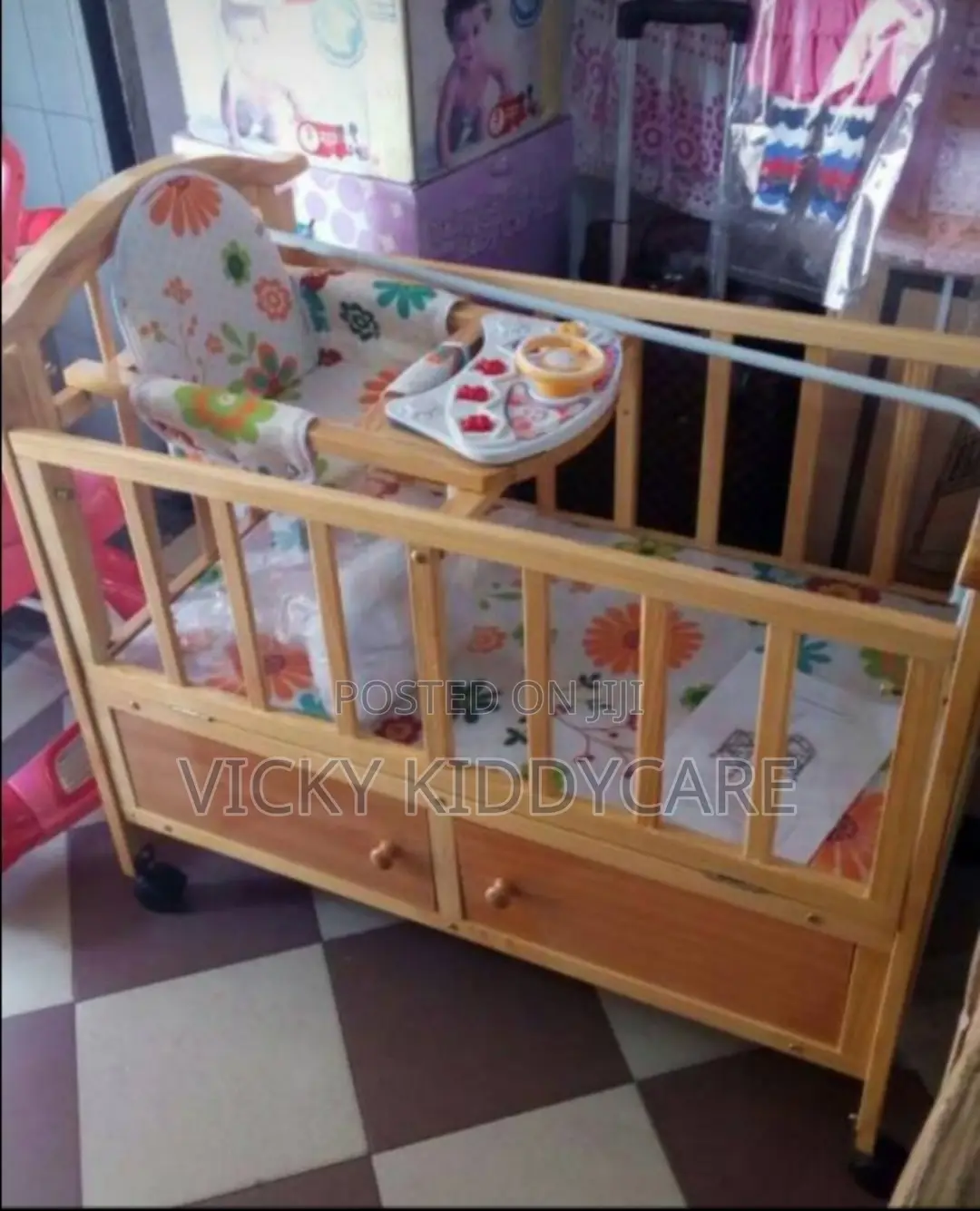Baby Push Push Wooden Cot