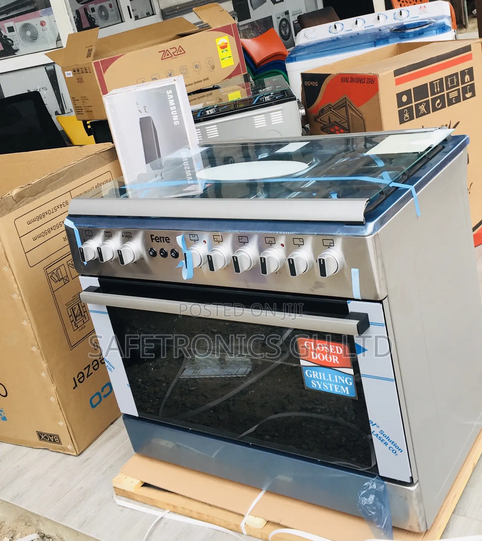 Buy Gray Ferre 60x90 Auto Ignition 6 Gas Burner Oven 