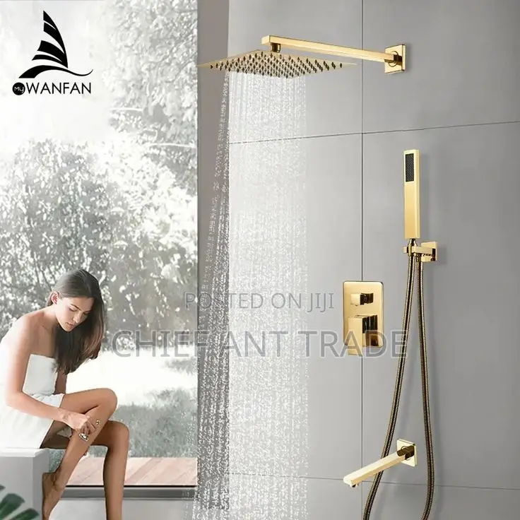 Concealed Shower Mixer. Secret (9013-3g) Gold. Wall Shower