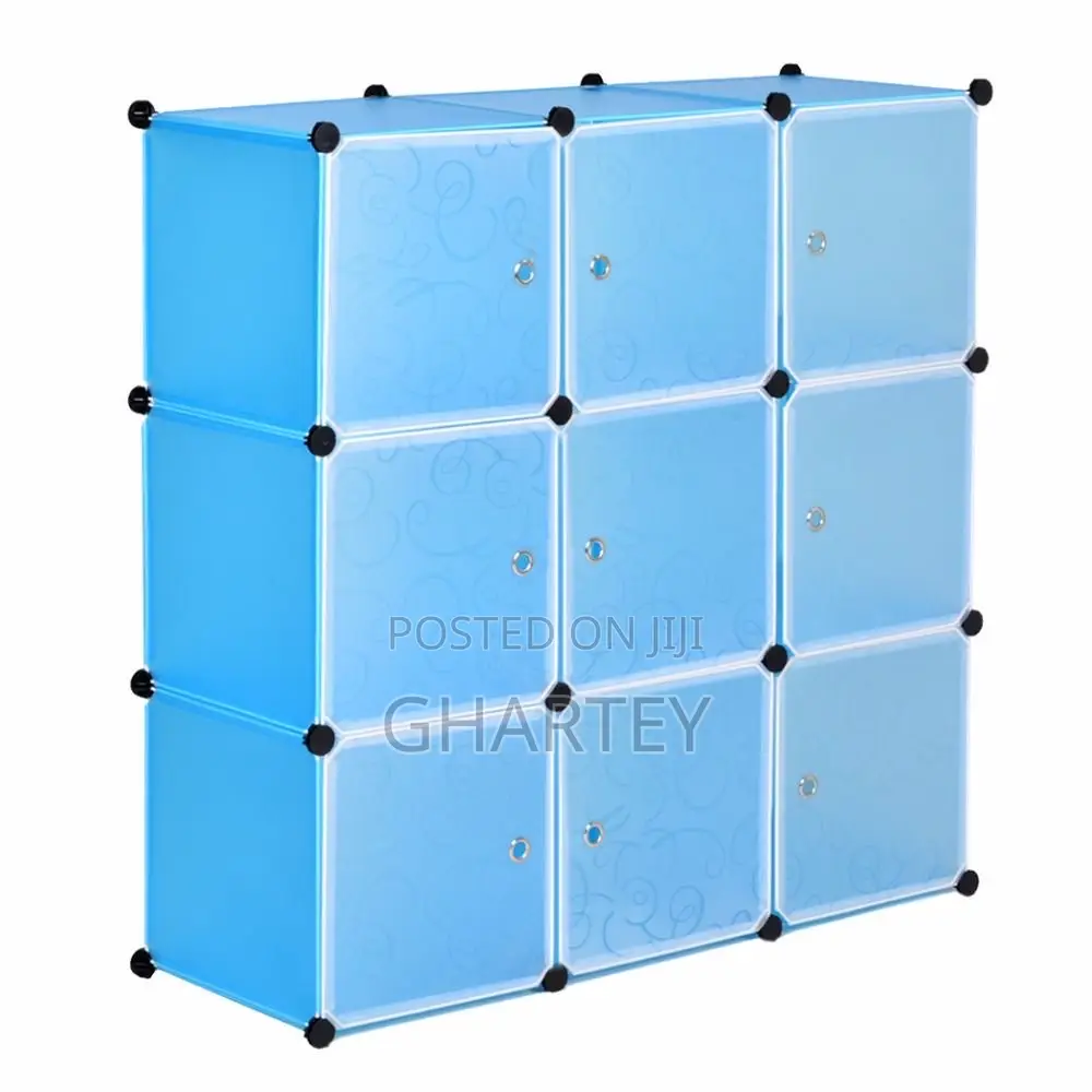 Collapsible 8 Cube Wardrobe With Shoe Racks Blue