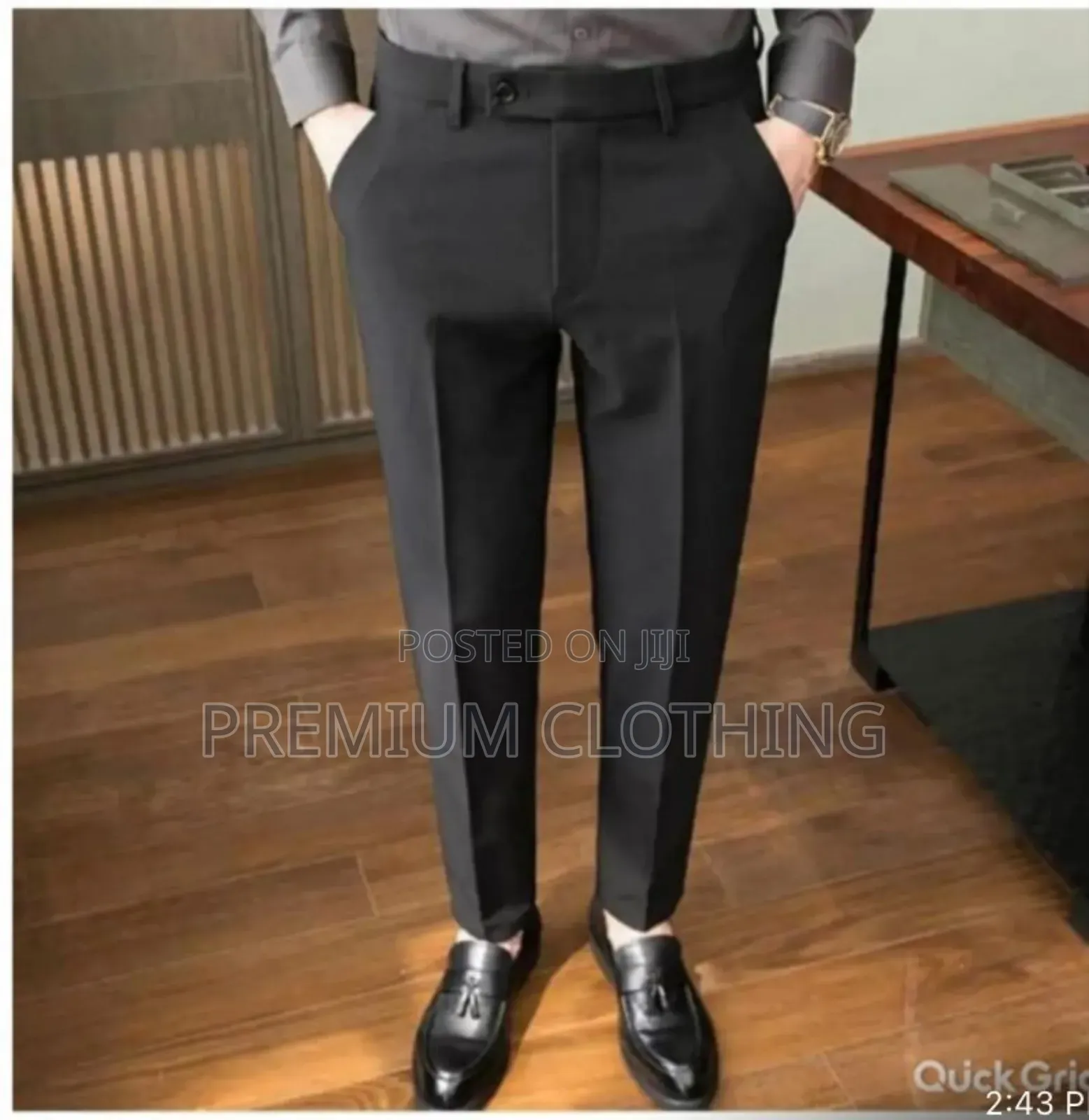 Office Black Material Trousers for Men