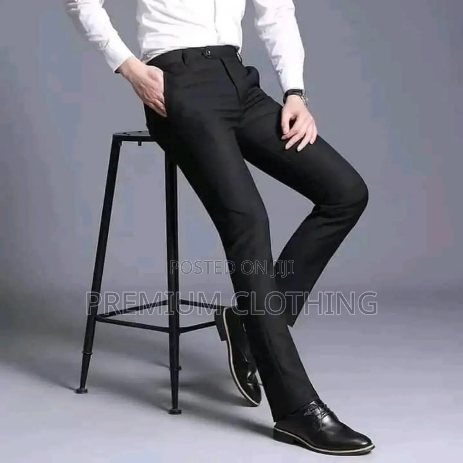 Office Black Material Trousers for Men