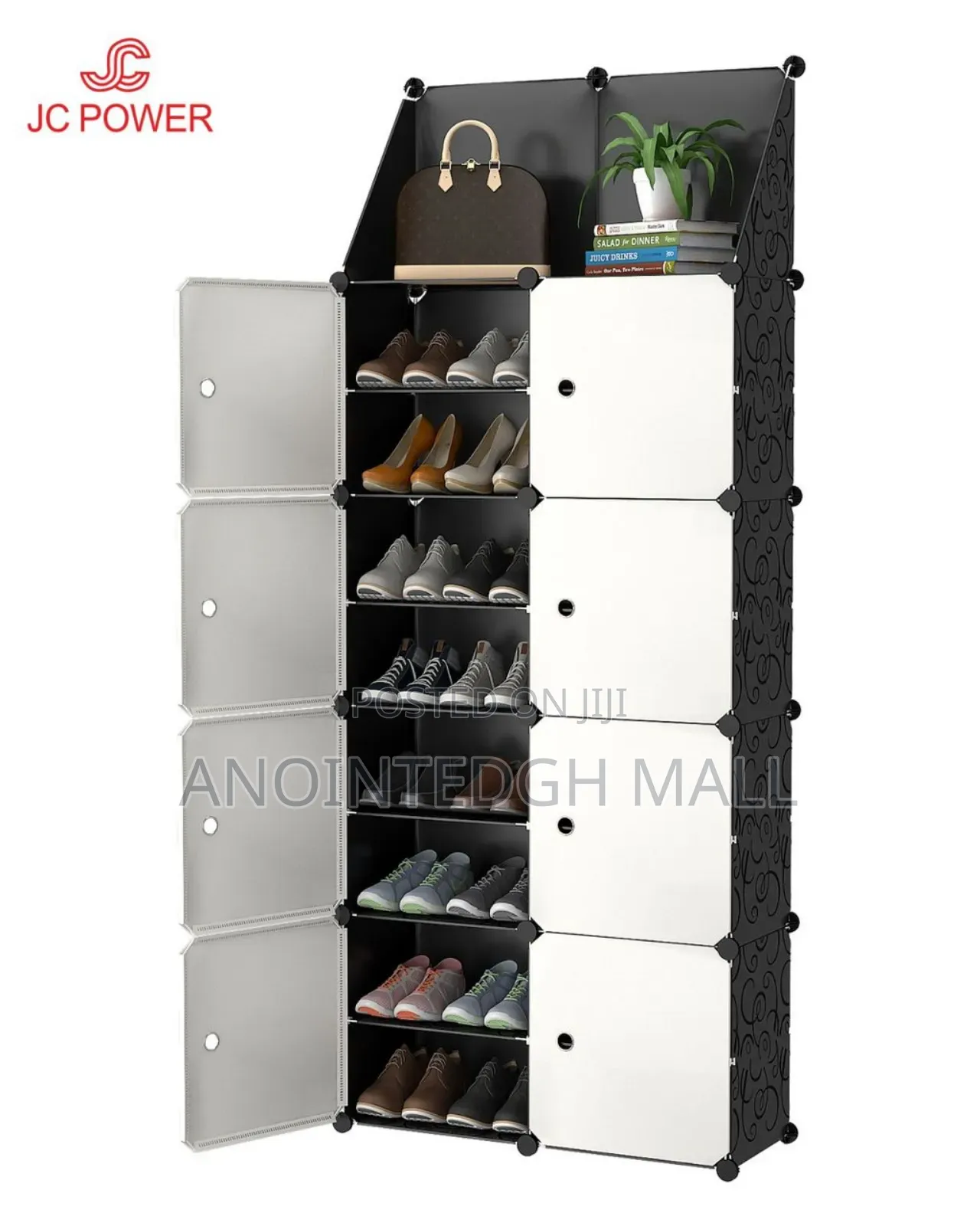 Plastic Cubes Shoe Rack - Black/White
