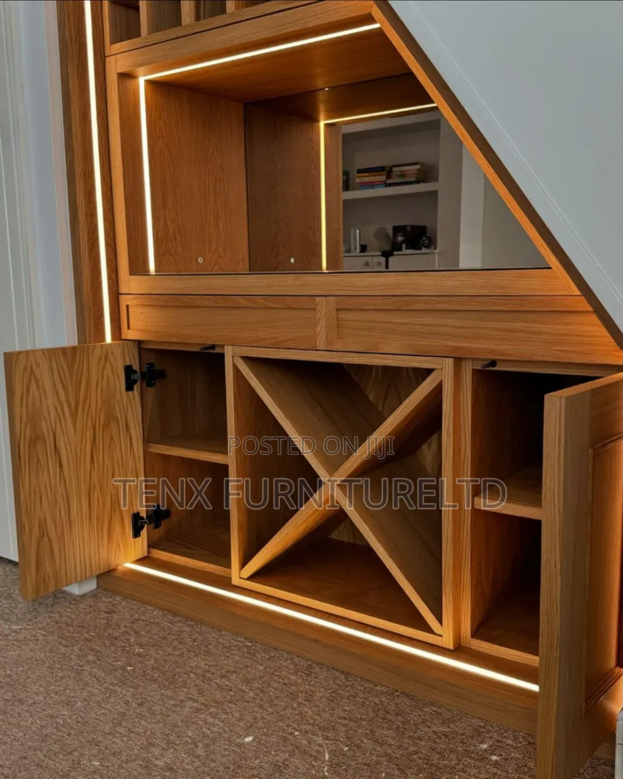 Fitted Wine Rack Stair Case (Led Light)