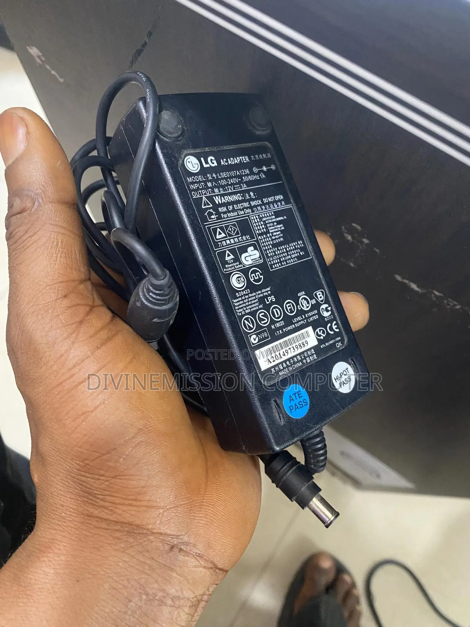LG Monitor Adapter 12v~3A Original