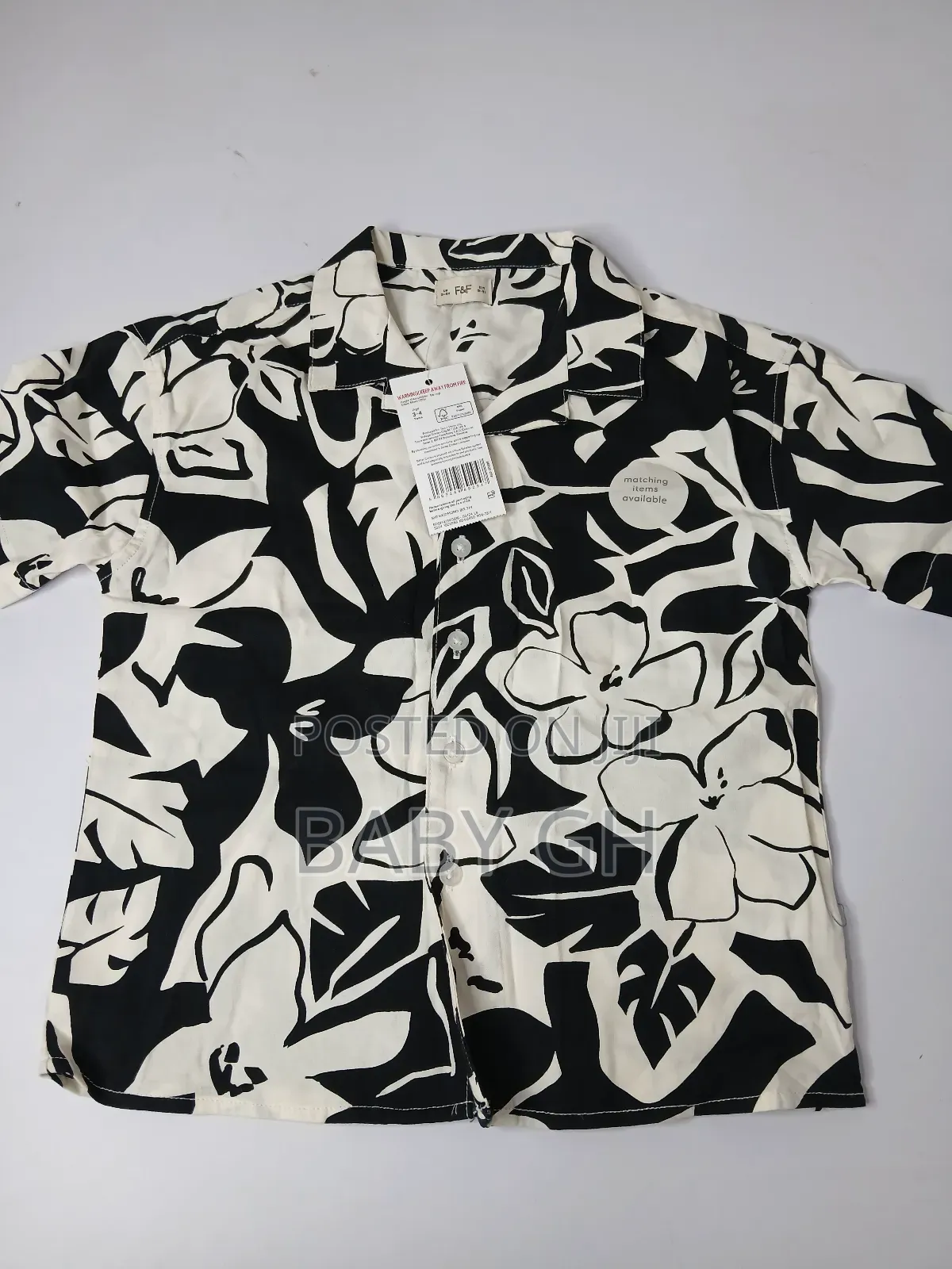 F F Kids Boys Black and White Shirt