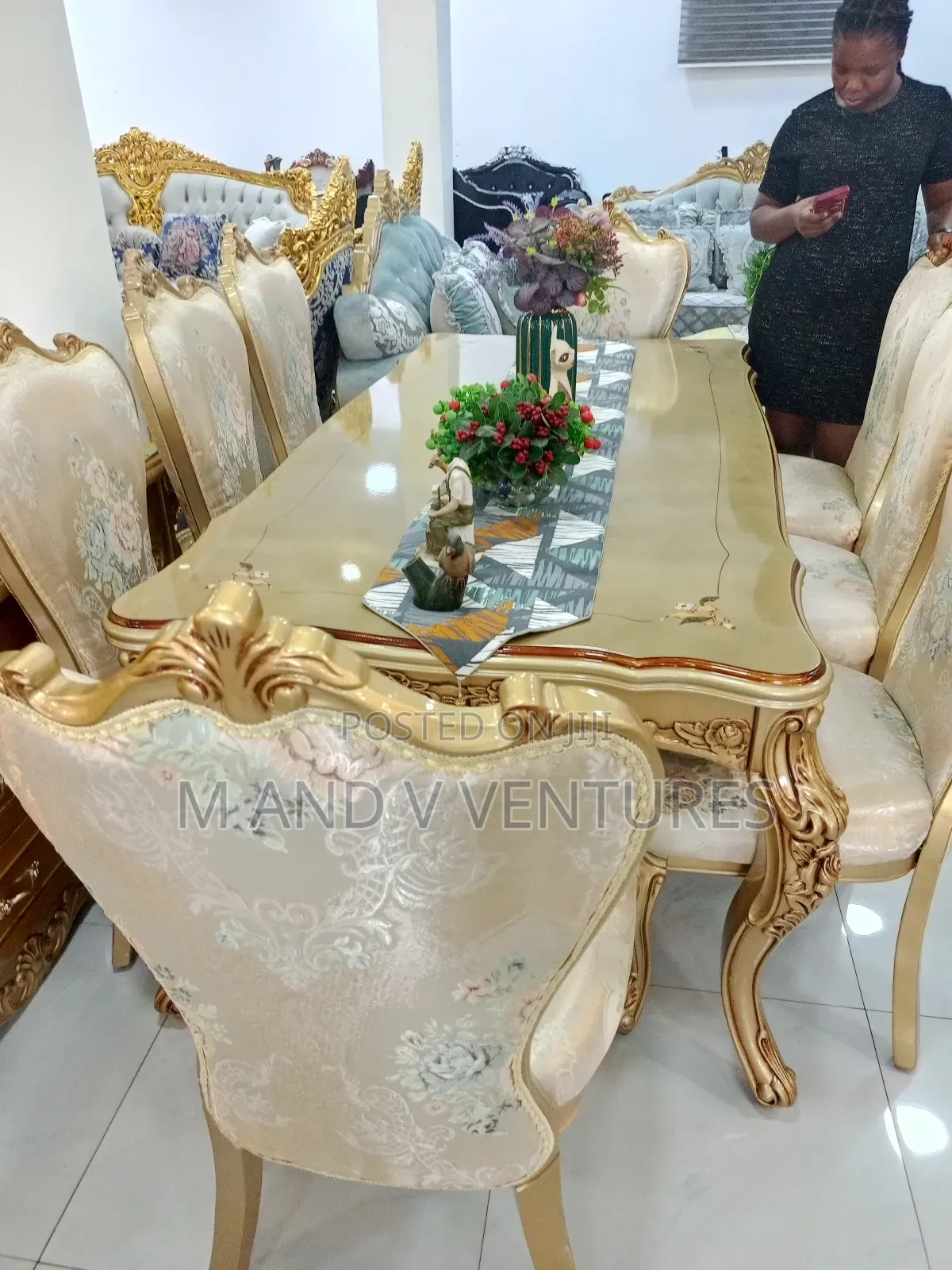 Royal Dining Set 8chairs Gold