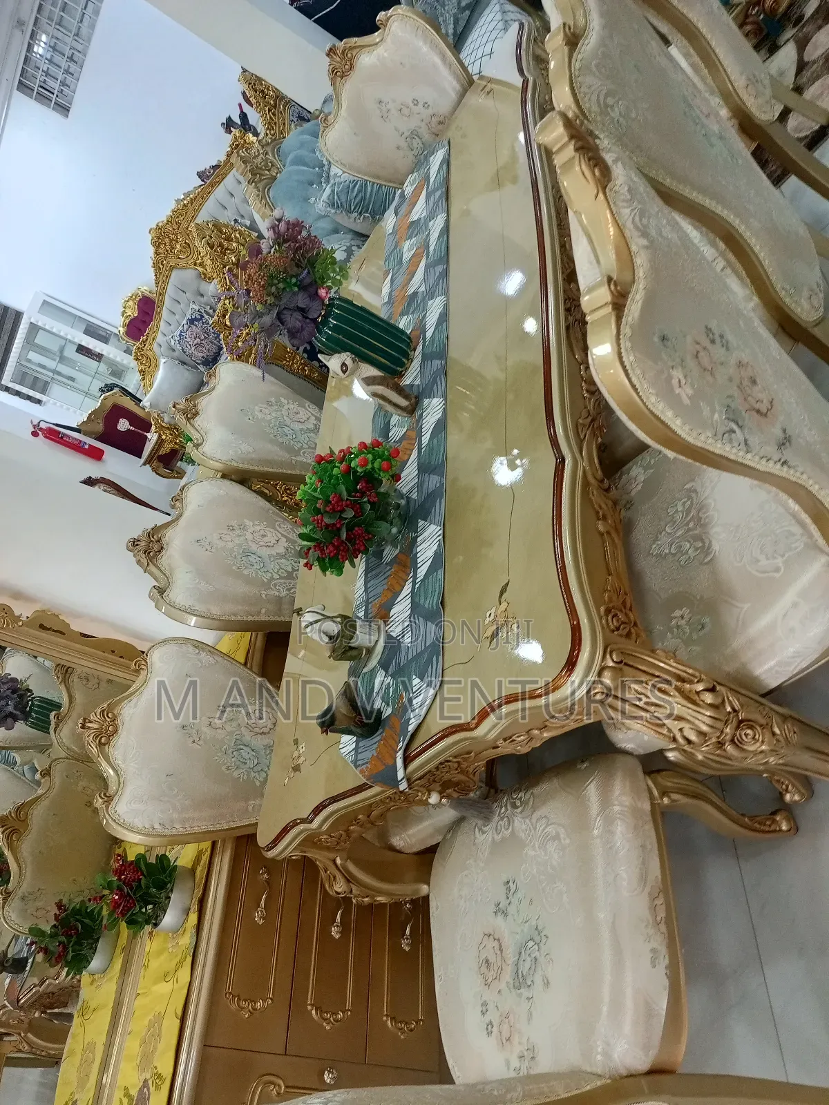 Royal Dining Set 8chairs Gold