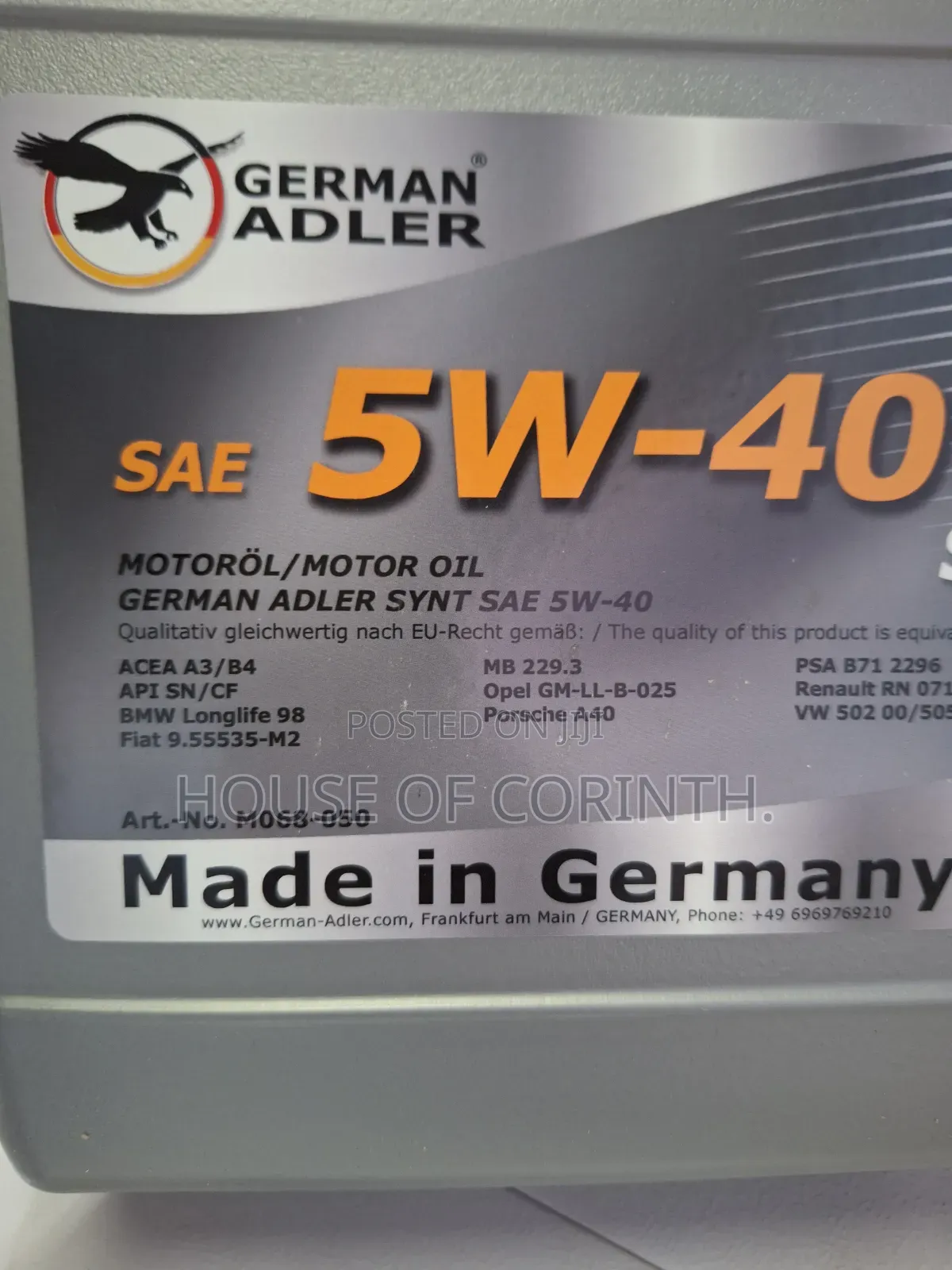 5w40 German Adler Synthetic Engine Oil 5l
