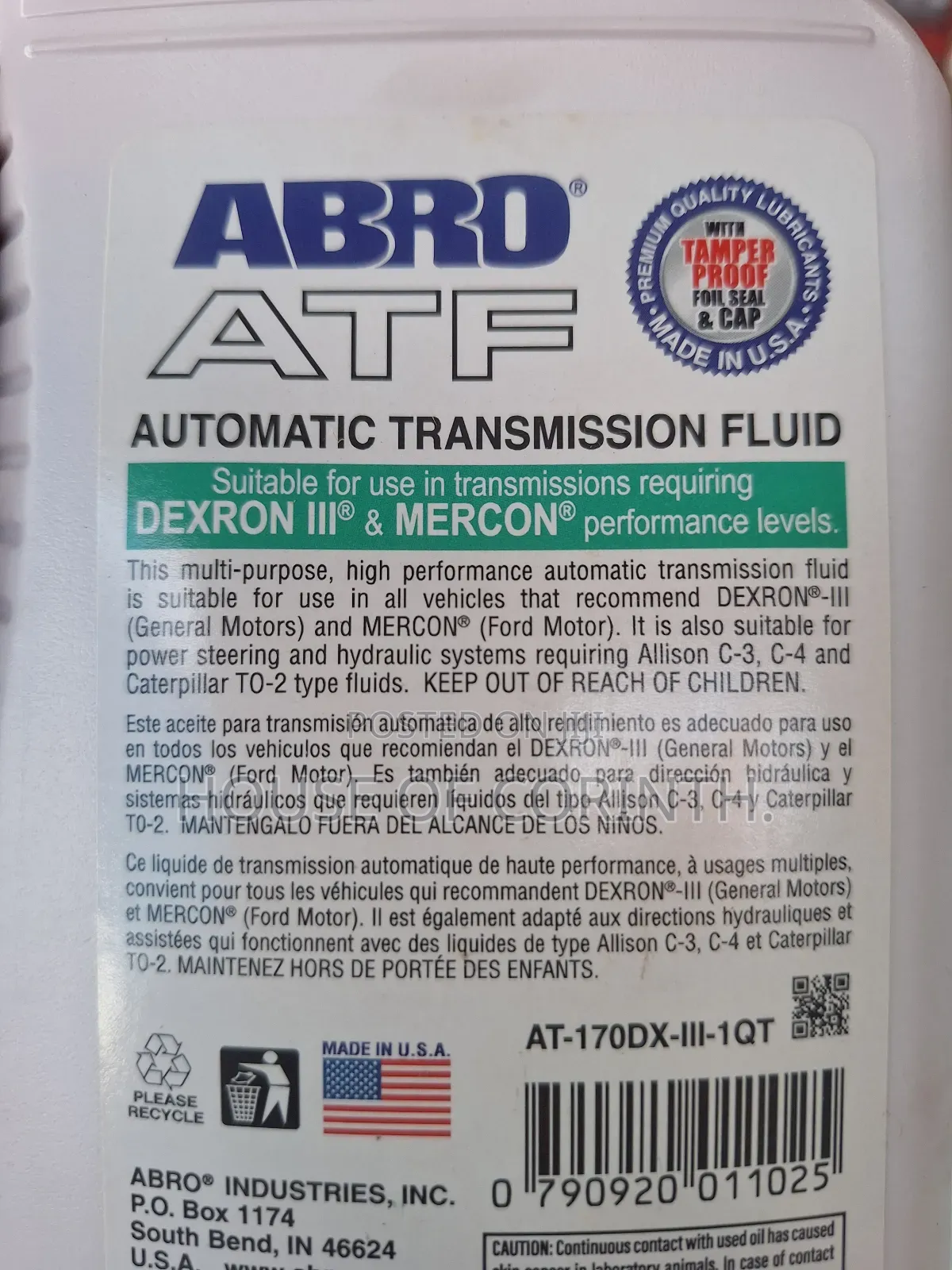 ATF Dexron 3(Iii) Transmission Oil. Abro-Usa 1L