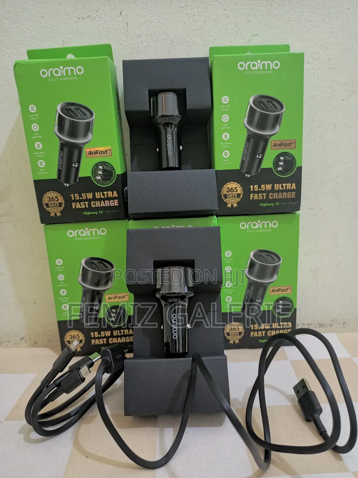 Oraimo 15.5W Highway Car Charger With 3-in-1 Cable