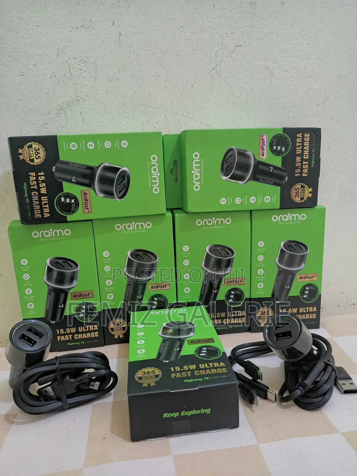 Oraimo 15.5W Highway Car Charger With 3-in-1 Cable