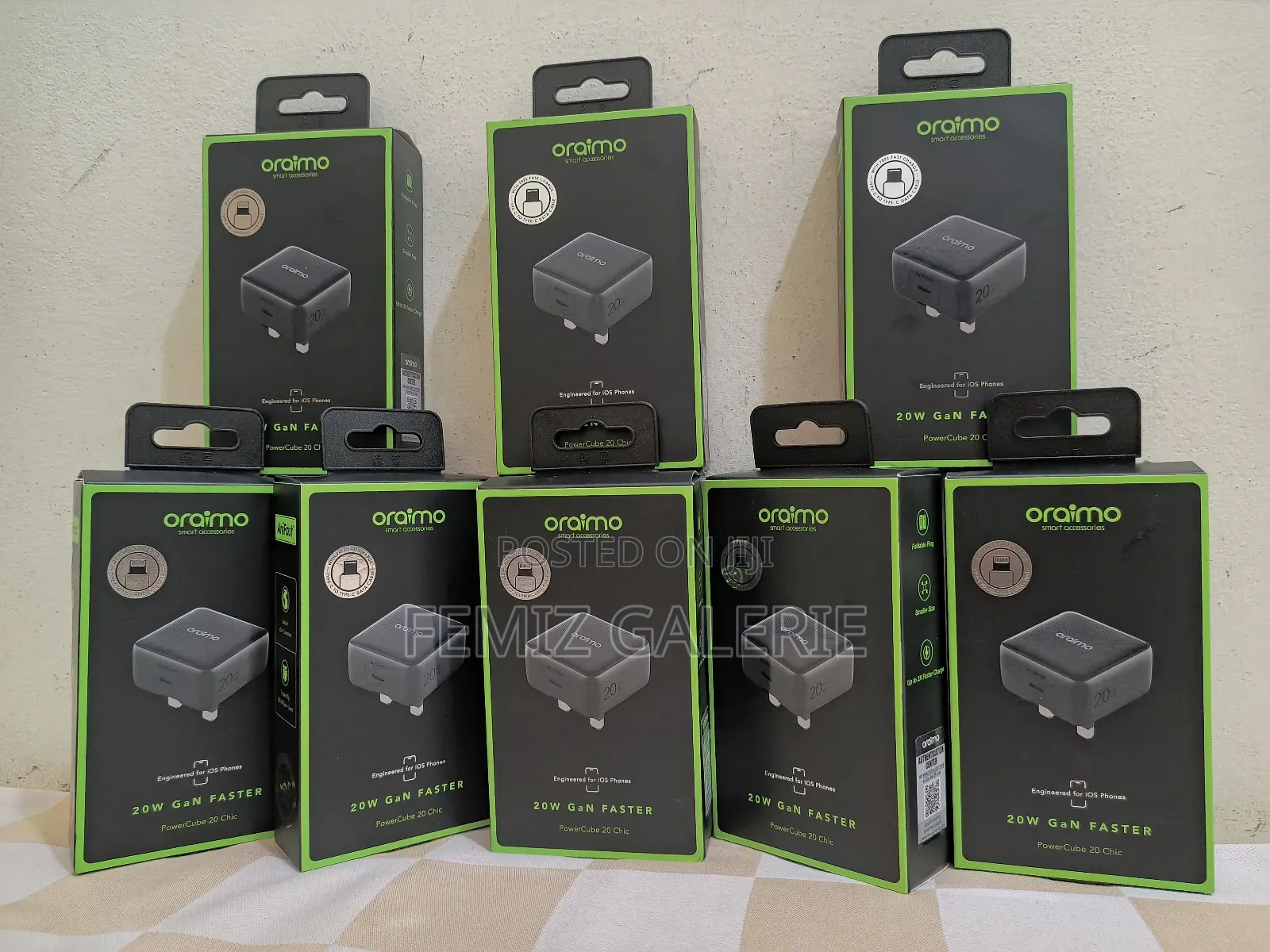 Oraimo 20w Powercube Charger + C-to-C/C-to-Lightning Cable