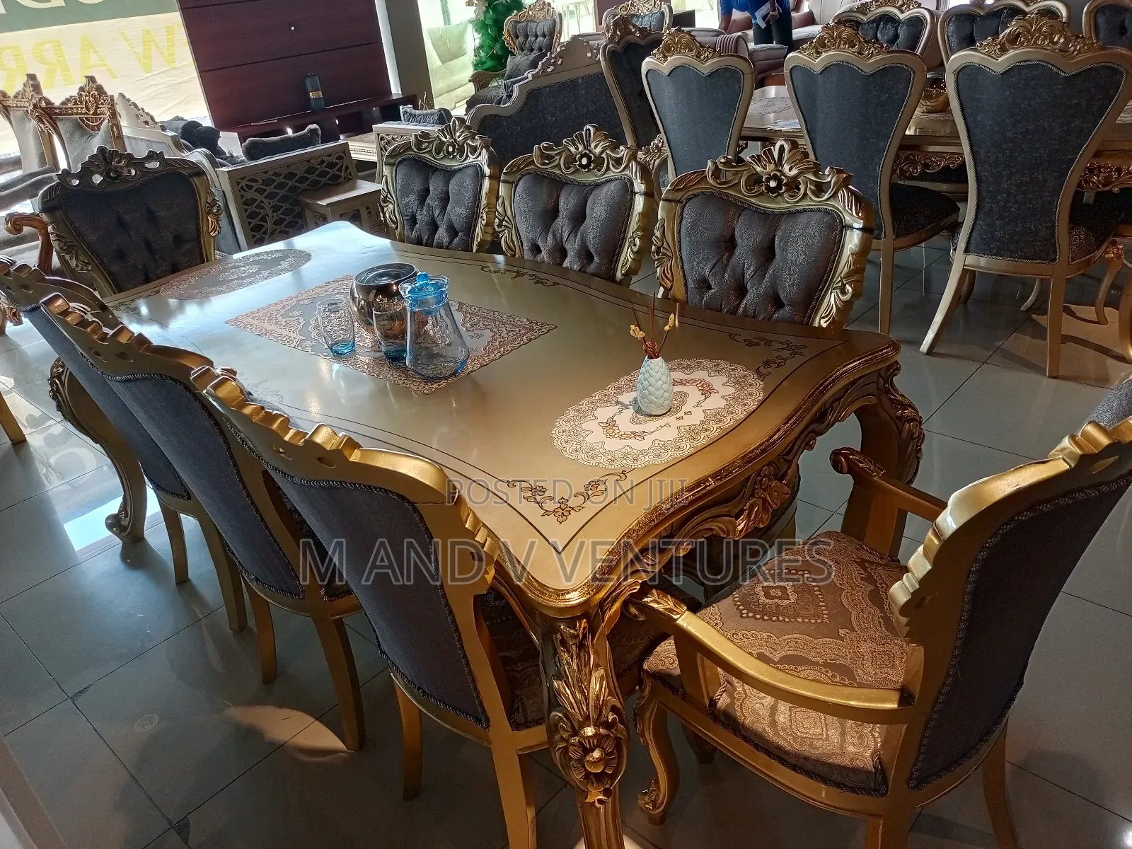 Dining Set 8chairs Gold